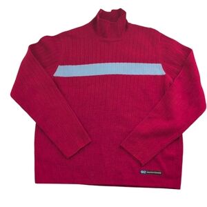 Abercrombie And Fitch 92 Sweater Men's L Red Blue Stripe Ribbed Pullover Preppy
